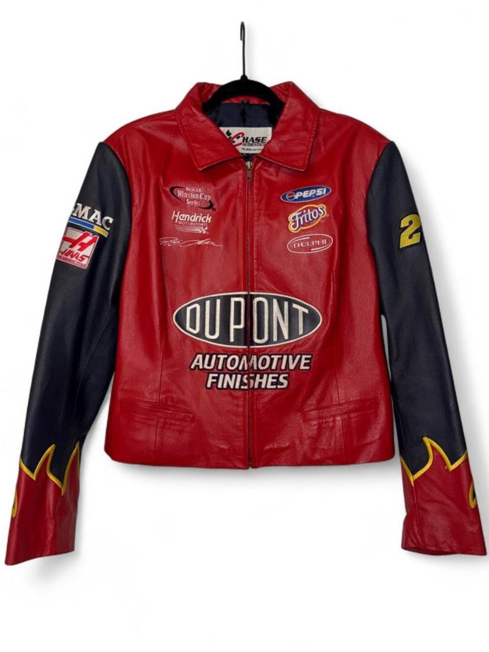 Vintage 90s NASCAR Jeff Gordon women’s racing leather jacket size small